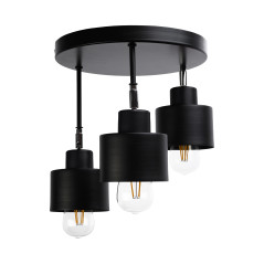 LISA vägg-taklampa, max effekt 3x60W, E27, svart, rund bas, flernivå, rörliga lampskärmar | HandlaSmidigt.se