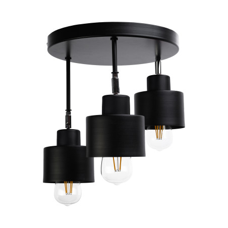 LISA vägg-taklampa, max effekt 3x60W, E27, svart, rund bas, flernivå, rörliga lampskärmar