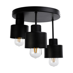 LISA vägg- och taklampa, max effekt 3x60W, E27, svart, rund bas, flernivå, fasta lampor