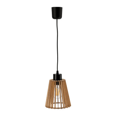 DELOS 1P E27, hängande lampa, max. 60W, svart, trä | HandlaSmidigt.se
