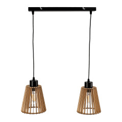 DELOS 2P E27, hängande lampa, max. 2x60W, svart, trä | HandlaSmidigt.se