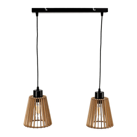 DELOS 2P E27, hängande lampa, max. 2x60W, svart, trä