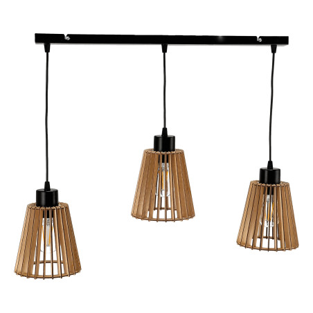 DELOS 3P E27, hängande lampa, max. 3x60W, svart, trä, list | HandlaSmidigt.se