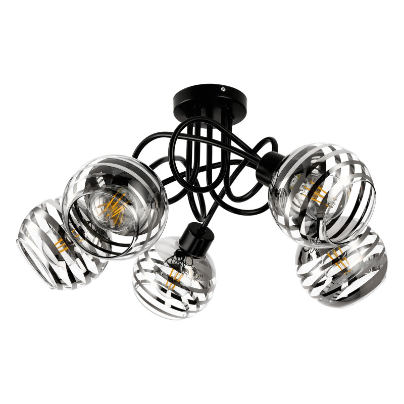 MILANO 5P E27, hängande lampa, max. 5x60W, svart