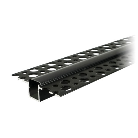 Aluminiumprofil för LED-band, 2m, infälld i gipskartong, svart, matt skärm, set med 20 st.