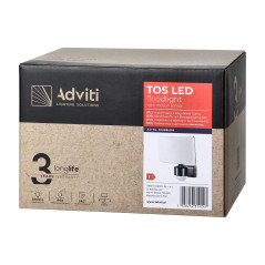TOS LED 30W trädgårdsstrålkastare med PIR, 2200lm, IP65, 4000K, PC, svart | HandlaSmidigt.se