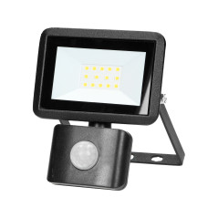 FARO S LED-strålkastare med PIR 10W, 800lm, IP44, 4000K, aluminium + glas | HandlaSmidigt.se