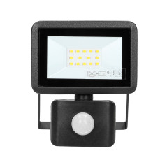FARO S LED-strålkastare med PIR 10W, 800lm, IP44, 4000K, aluminium + glas | HandlaSmidigt.se