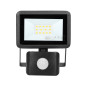 FARO S LED-strålkastare med PIR 10W, 800lm, IP44, 4000K, aluminium + glas