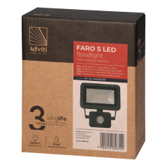 FARO S LED-strålkastare med PIR 20W, 1600lm, IP44, 4000K, aluminium + glas | HandlaSmidigt.se
