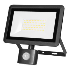 FARO S LED-strålkastare med PIR 50W, 4000lm, IP44, 4000K, aluminium + glas