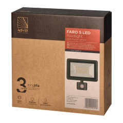 FARO S LED-strålkastare med PIR 50W, 4000lm, IP44, 4000K, aluminium + glas | HandlaSmidigt.se
