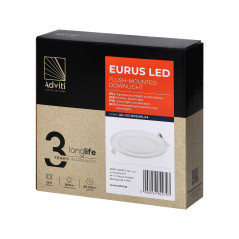 EURUS LED 12W, infälld downlight-armatur, rund, 860lm, 4000K, vit, inbyggd LED-drivare | HandlaSmidigt.se