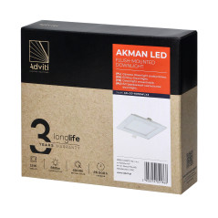 AKMAN LED 12W, infällt downlight-armatur, fyrkantig, 860 lm, 4000K, vit, inbyggd LED-drivare | HandlaSmidigt.se
