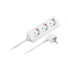 Förlängningssladd vit Rebel 3 tyska uttag, kabel 3m (1,5mm)