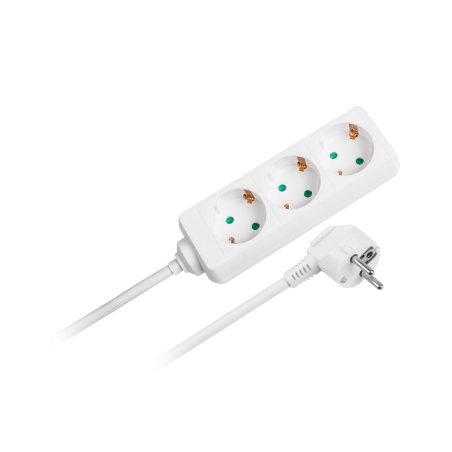 Förlängningssladd vit Rebel 3 tyska uttag, kabel 3m (1,5mm)