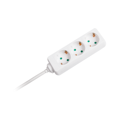 Förlängningssladd vit Rebel 3 tyska uttag, kabel 3m (1,5mm)