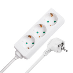 Förlängningssladd vit Rebel 3 tyska uttag, kabel 3m (1,5mm)