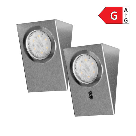 Set med LED-underkåpsbelysning MAKAN 2W, 180lm, 4000K, med beröringsfri strömbrytare, INOX | HandlaSmidigt.se