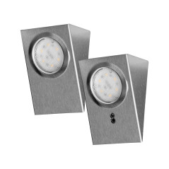 Set med LED-underkåpsbelysning MAKAN 2W, 180lm, 4000K, med beröringsfri strömbrytare, INOX