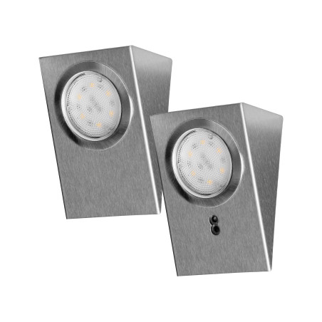 Set med LED-underkåpsbelysning MAKAN 2W, 180lm, 4000K, med beröringsfri strömbrytare, INOX