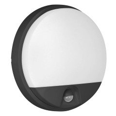 AGAT LED 10W, trädgårdsarmatur med rörelsesensor, 140 grader, 800lm, IP54, 4000K, svart