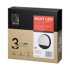 AGAT LED 15W, trädgårdsarmatur med rörelsesensor, 140 grader, 1100lm, IP54, 4000K, svart | HandlaSmidigt.se