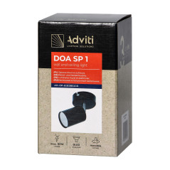 DOA SP 1, vägg- och takarmatur, GU10 max 50W, IP20, svart | HandlaSmidigt.se