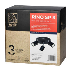RINO vägg-taklampa, max effekt 3x50W, GU10, IP20, svart | HandlaSmidigt.se
