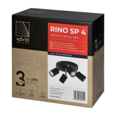 Rino SP 4, vägg- och takarmatur, GU10 max. 4x50W, IP20, svart | HandlaSmidigt.se