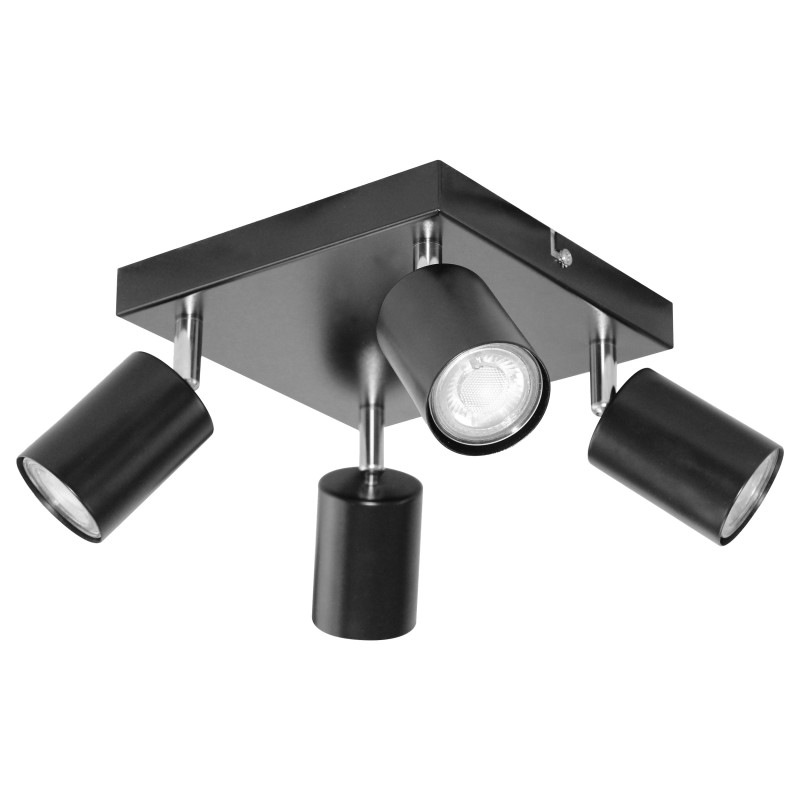 DOA SP4, vägg- och takarmatur, GU10 max. 4x50W, IP20, svart, fyrkantig