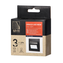 DRACO LED NY 1,5W, infälld trappbelysning, 12VDC, 30lm, 3000K, svart, innovativ monteringsmetod | HandlaSmidigt.se