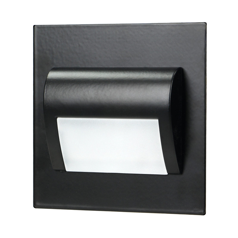 DRACO LED NY 1,5W, infälld trappbelysning, 12VDC, 30lm, 6000K, svart, innovativ monteringsmetod
