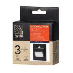 DRACO LED NY 1,5W, infälld trappbelysning, 12VDC, 30lm, 3000K, svart, rörelse- och skymningssensor | HandlaSmidigt.se