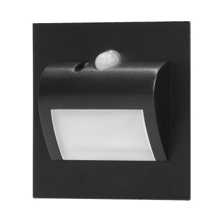 DRACO LED NY 1,5W, infälld trappbelysning, 12VDC, 30lm, 4000K, svart, rörelse- och skymningssensor