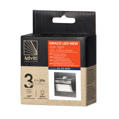 DRACO LED NY 1,5W, infälld trappbelysning, 12VDC, 30lm, 4000K, satin, rörelse- och skymningssensor | HandlaSmidigt.se