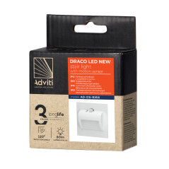 DRACO LED NY 1,5W, infälld trappbelysning, 12VDC, 30lm, 4000K, vit, rörelse- och skymningssensor | HandlaSmidigt.se