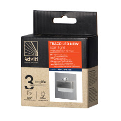 TRACO LED 1,5W, infälld trappbelysning, 12VDC, 30lm, 3000K, satin, rörelse- och skymningssensor | HandlaSmidigt.se