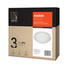 MARIN, takplafond med en mikrovågsrörelsesensor, 60W, E27, IP20, mattglas | HandlaSmidigt.se