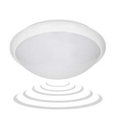 BREVA, takplafond med en mikrovågsrörelsedetektor, 60W, E27, IP44, mjölkfärgad polykarbonat | HandlaSmidigt.se