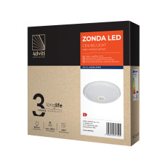 ZONDA LED 12W, taklampa med rörelsesensor, 800lm, IP20, 4000K, mjölkfärgad polykarbonat, vit | HandlaSmidigt.se