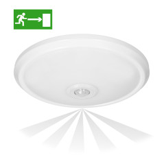 ZONDA LED NÖDLJUS 12W/1,2W, taklampa med rörelsesensor, 800lm/80lm, IP20, 4000K, mjölkfärgad polykarbonat, vit