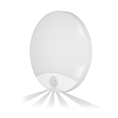 VIRAZON LED 15W, taklampa med rörelsesensor, 1050lm, IP44, 4000K, mjölkfärgad polykarbonat, vit