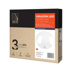 VIRAZON LED 15W, taklampa med rörelsesensor, 1050lm, IP44, 4000K, mjölkfärgad polykarbonat, vit | HandlaSmidigt.se