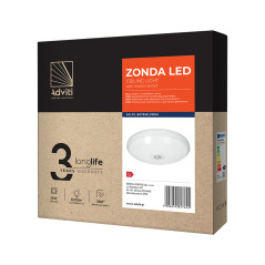 ZONDA LED 16W, taklampa med rörelsesensor, 1100lm, IP20, 4000K, mjölkfärgad polykarbonat, vit | HandlaSmidigt.se