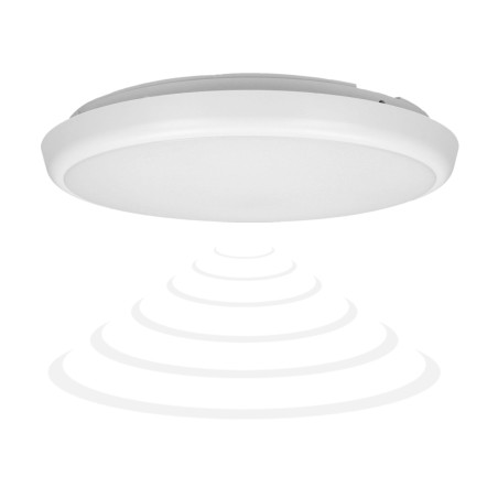 CERS LED-takplafond med mikrovågsrörelsesensor, LED 22W, 2000lm, IP65, 4000K, mjölkvit polykarbonat, dimningsfunktion.