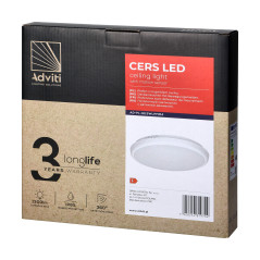 CERS LED 16W, taklampa med rörelsedetektor, 1300lm, IP65, 4000K, mjölkig polykarbonat, vit, dimningsfunktion | HandlaSmidigt.se