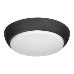 KOKO armatur med 2xE27 med en mikrovågsrörelsesensor, 2x40W, svart polypropylen, matt polykarbonatkupa, IP44, IK10. |…