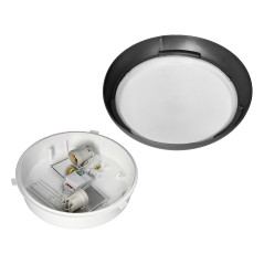 KOKO armatur med 2xE27 med en mikrovågsrörelsesensor, 2x40W, svart polypropylen, matt polykarbonatkupa, IP44, IK10. |…