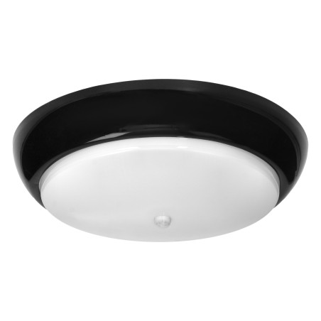KOKO armatur med 2xE27 med PIR-rörelsesensor, 2x40W, svart polypropylen, matt polykarbonat skärm, IP44, IK10 | HandlaSmidigt.se